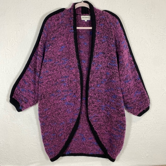 VTG Tony Lambert Sample Sweater Long-Sleeved Cardigan Purple Blue‎ Black Size M - Picture 1 of 9
